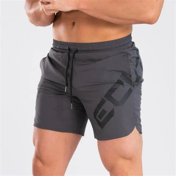 Men's elastic thin training running shorts in knee-length design with quick-drying nylon blend fabric
