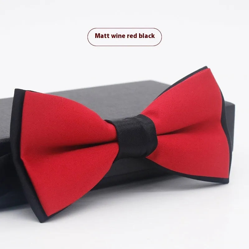 Men's solid colour formal bow tie in flat head style showing 12x6cm dimensions