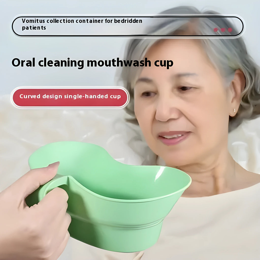 Green plastic gargle cup for elderly bedridden patient nursing care