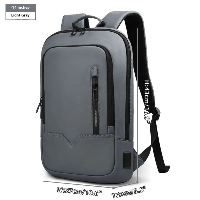 Lightweight polyester laptop backpack with USB charging port in multiple colour options