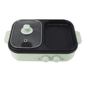 White and green dual-use electric caldron frying oven with mechanical controls and 1300W power
