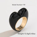 Original design three-dimensional enamel heart ring in zinc alloy showing colour options