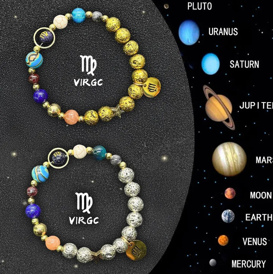 Natural stone beaded bracelets with Chinese zodiac animal designs on elastic cords
