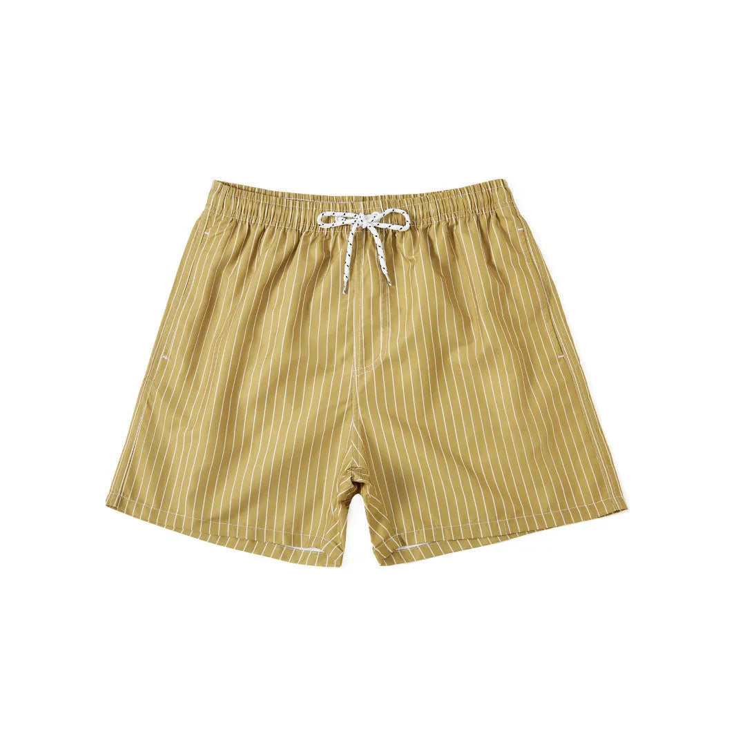 Men's striped beach shorts with straight legs and triangle lining in polyester fibre blend fabric