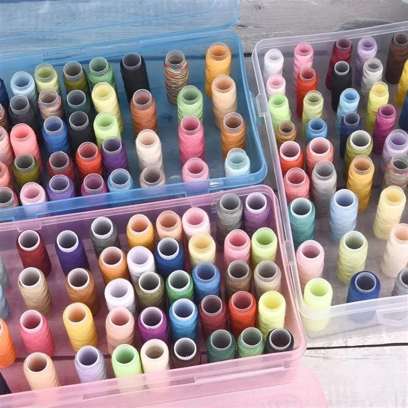 Plastic embroidery storage box with 42 compartments for organising sewing threads and accessories