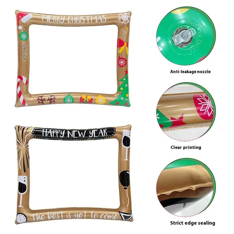 Christmas inflatable photo frame PVC prop for festive photography and youth entertainment