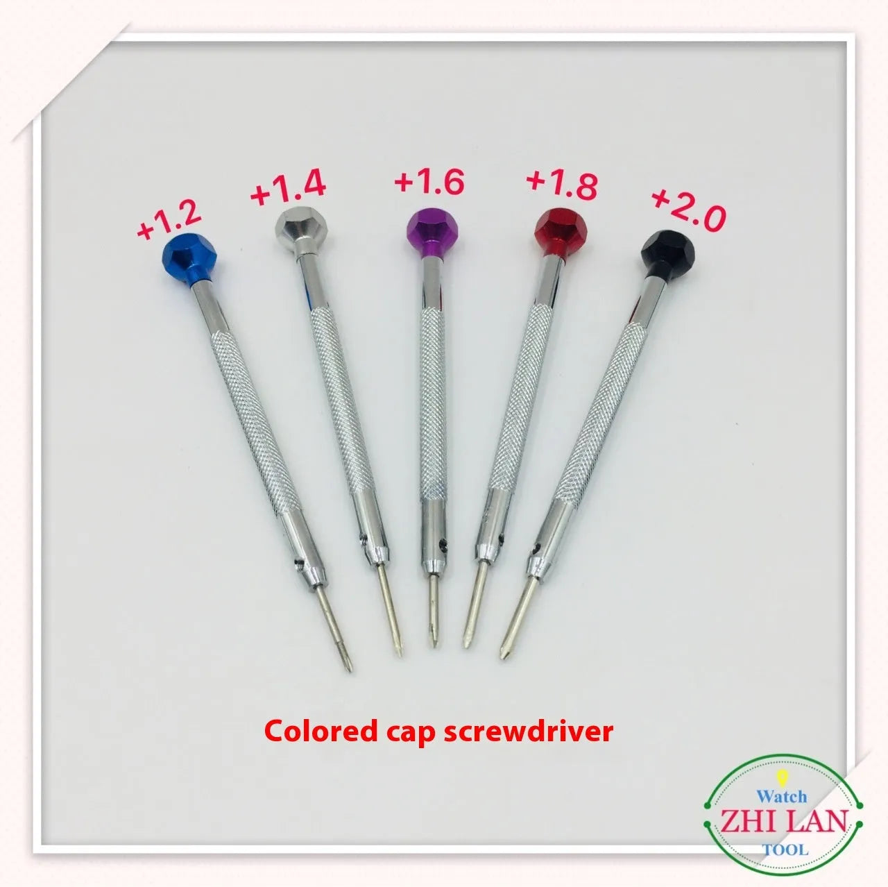 6-piece colour-coded watch repair screwdriver set with aluminium handles for meter and children's watch maintenance.