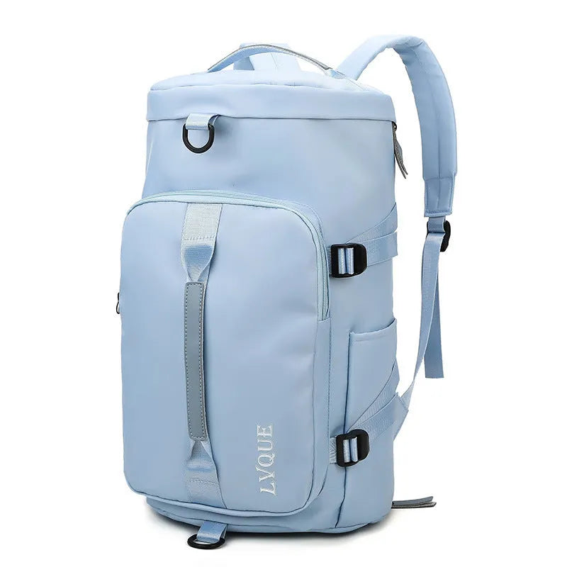 Waterproof nylon gym backpack with separate shoe compartment and combination lock in multiple colour options