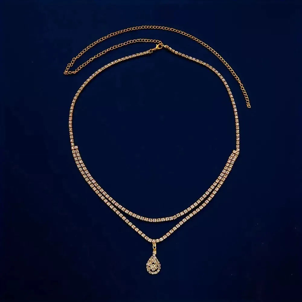 Gold or silver waist chain for women with water drop pendant and tassel detailing