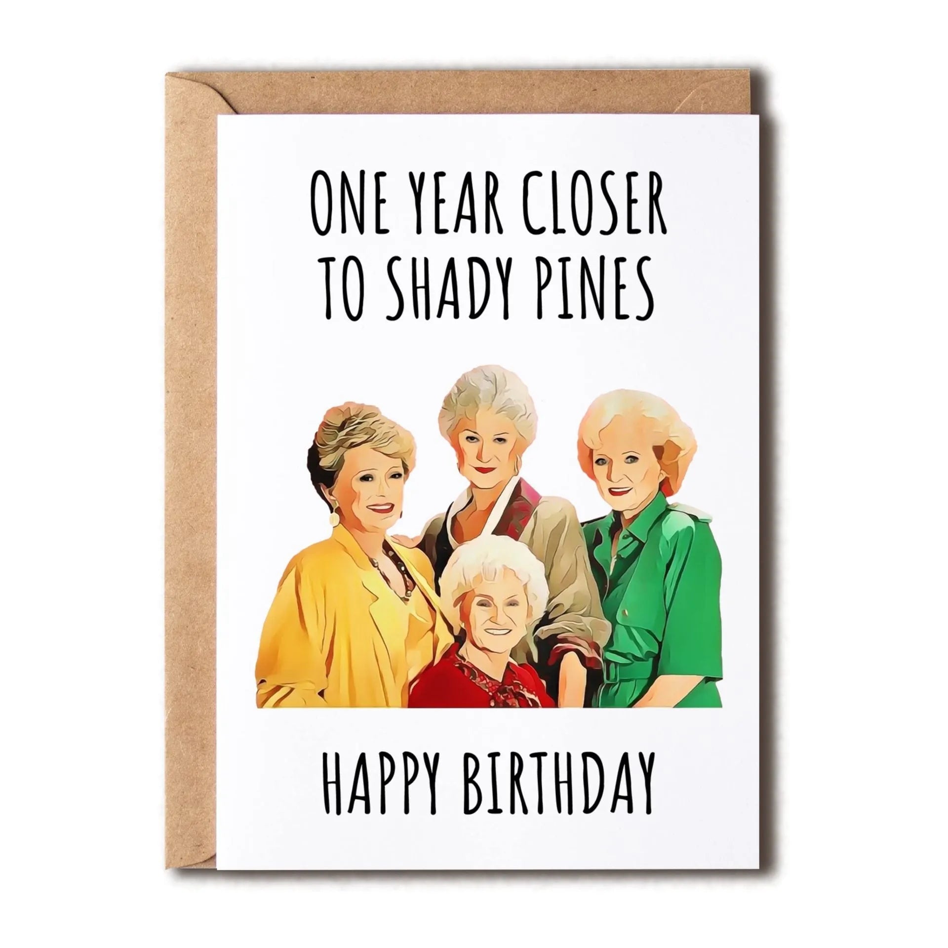 Simple modern birthday greeting card with a choice of coloured or Kraft paper envelopes.
