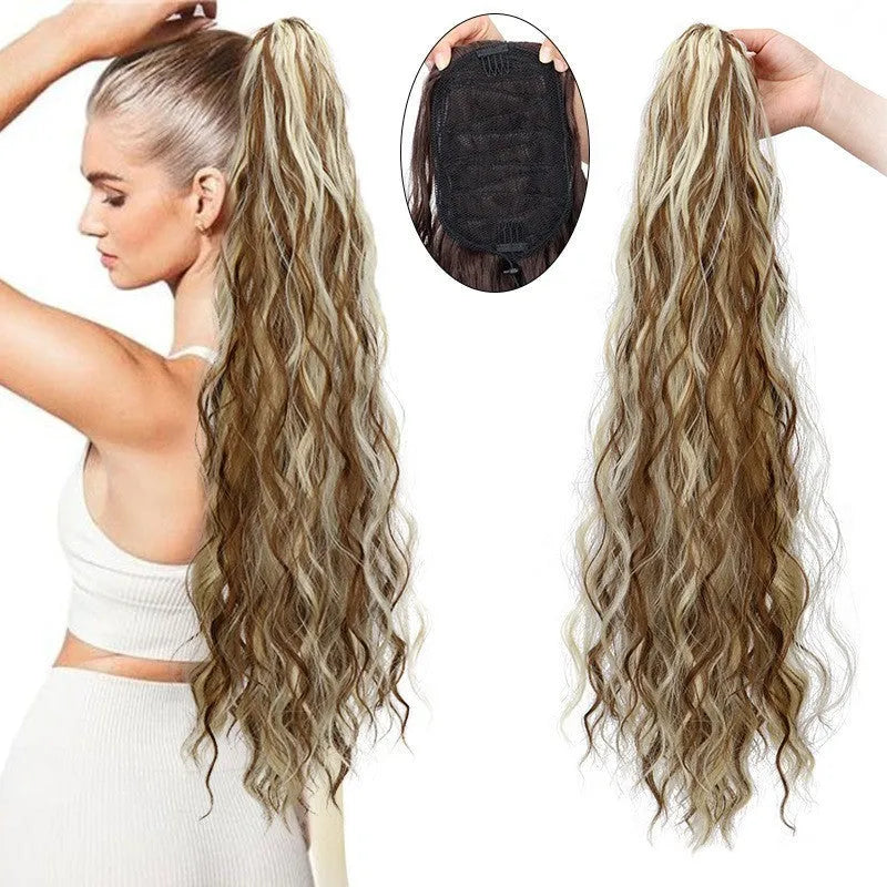 Synthetic water ripple curly hair extension with fluffy corn curler texture in multiple colour options
