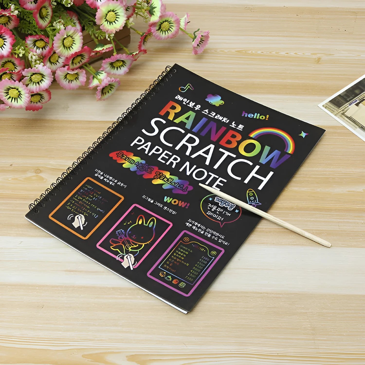 Large children's DIY scratch art paper for creative painting activities measuring 26cm by 19cm