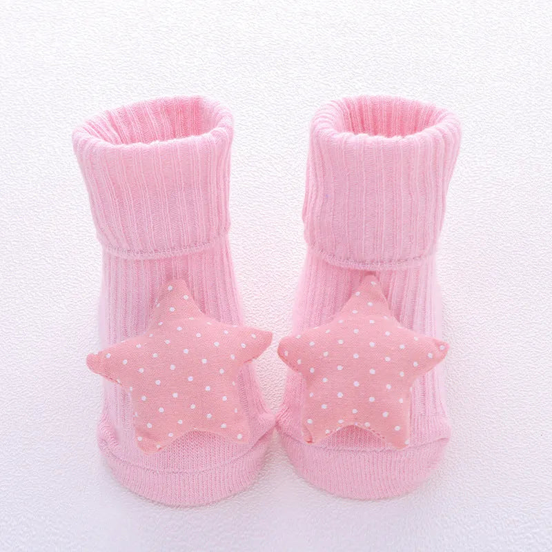 Cotton baby floor socks in various colours for crawling and walking