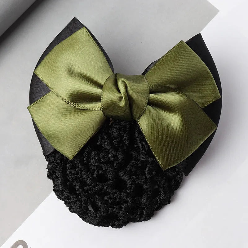 Professional two-bow mesh hair clip for female workers in various colours.