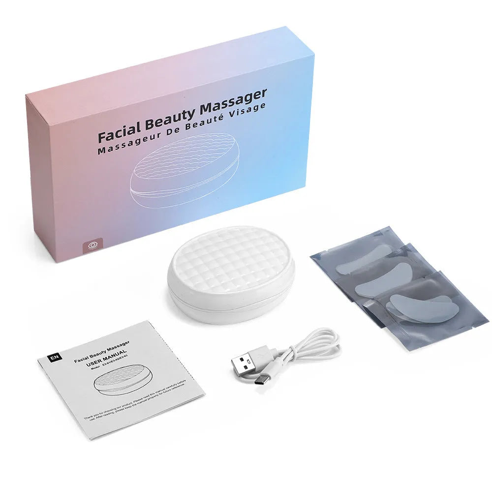 White wireless red light eye massager device with facial mask design for EMS therapy