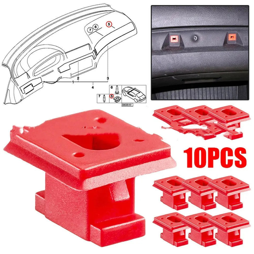 Pack of 10 black plastic snap-fit clips for BMW door panel walnut trim on 3, 7, X3, E46 models