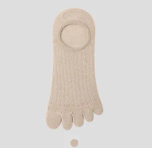 Modal cotton five-finger ultra-thin breathable boat socks in black, shown in a flat lay.