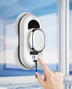 White full-automatic high altitude cleaning machine with remote control and safety rope adapter for window washing