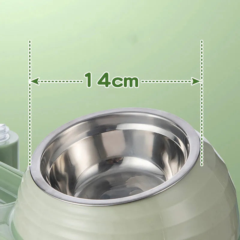Brown automatic cat water bowl with elevated food dish for cats and small dogs