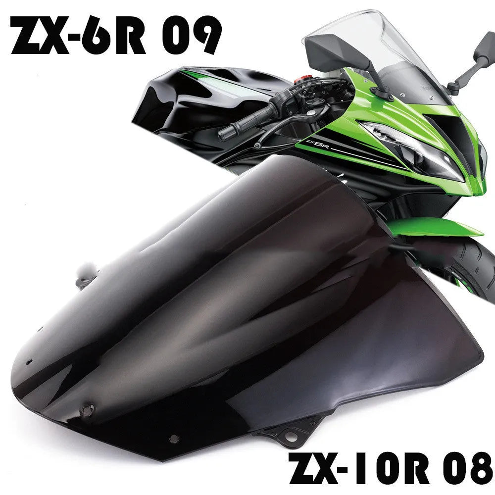 Motorcycle windscreen for Kawasaki ZX-6R and ZX-10R in blue or brown colour