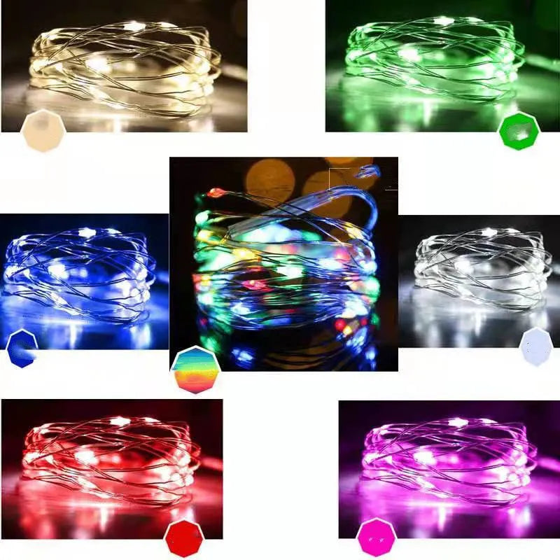 12 metre copper wire battery USB LED string lights in multiple colour options