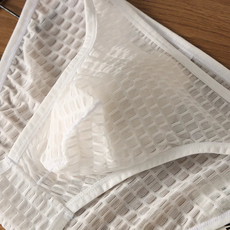 Men's low waist transparent lace underwear shorts in black, green, light purple, rose red, or white
