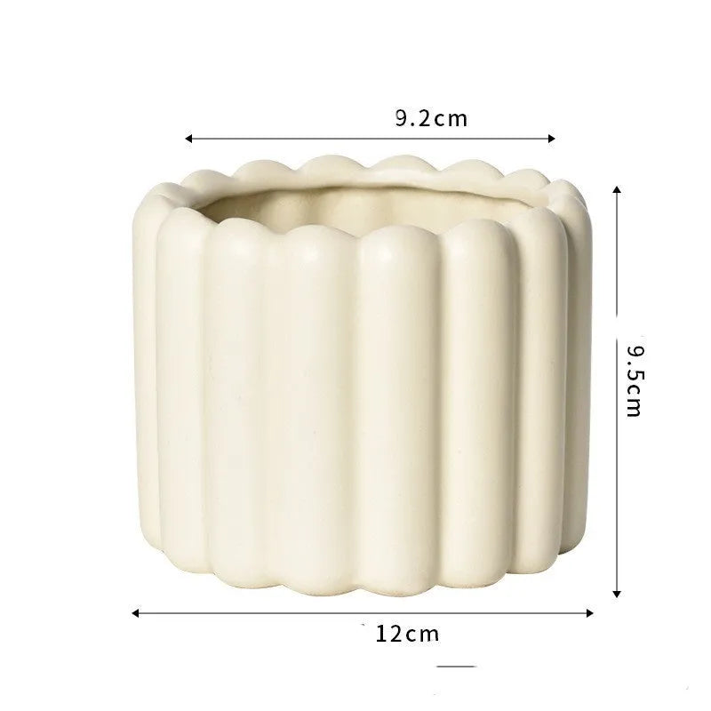 Roman column matte yellow ceramic flowerpot with decorative finish for indoor and outdoor plants
