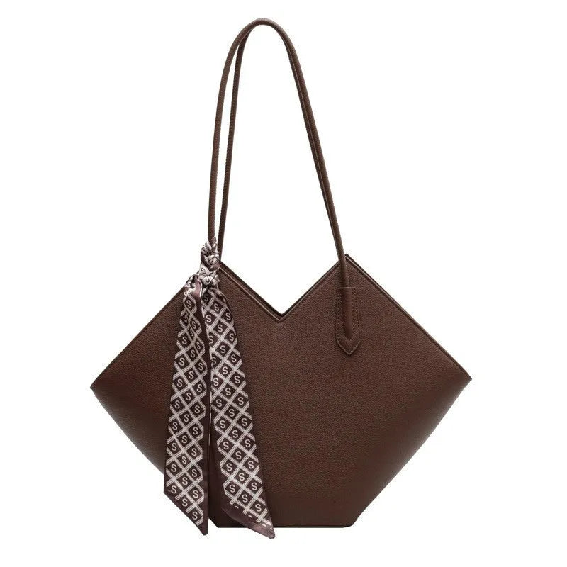 Women's large capacity shoulder bag in horizontal square shape showing black and brown colour options