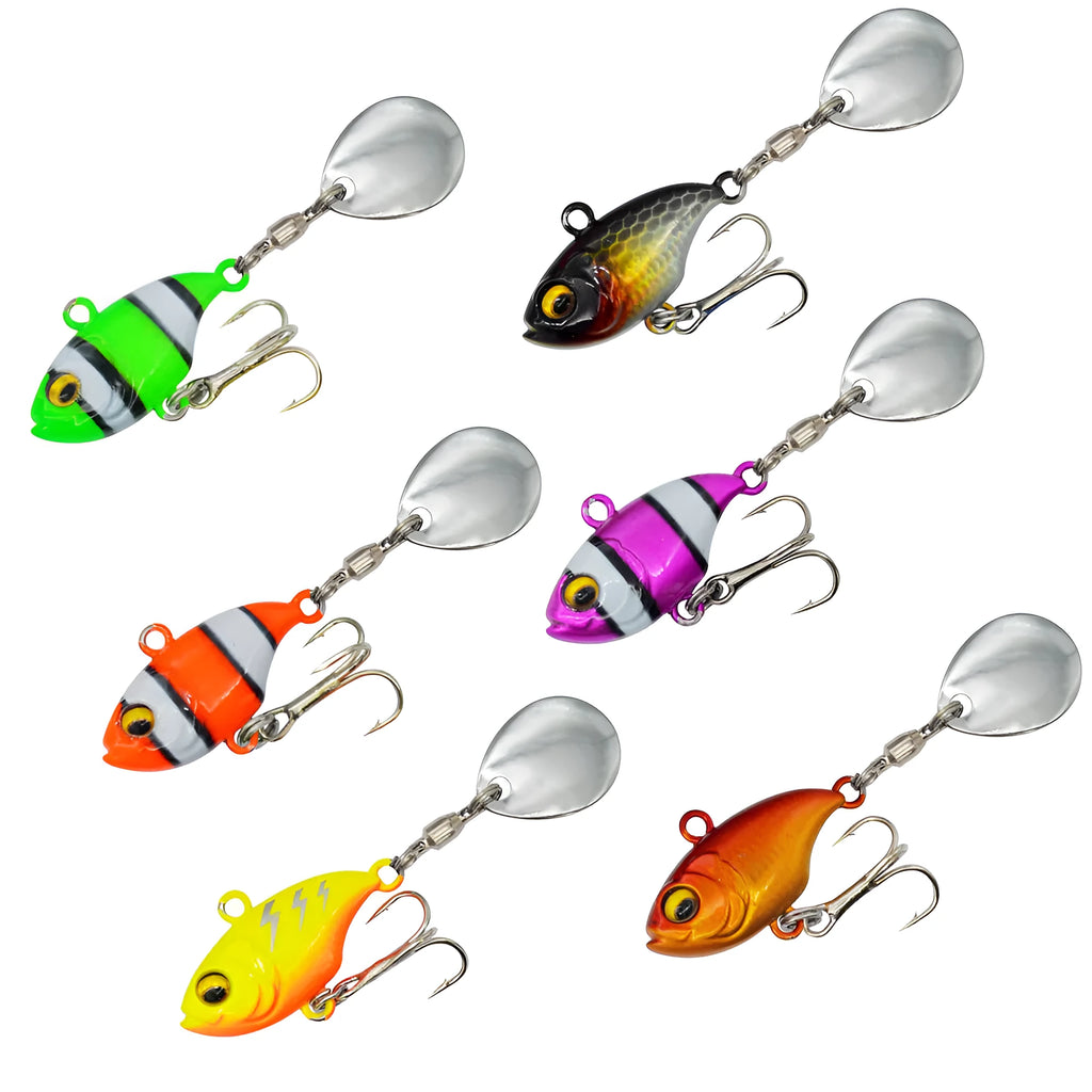 Metal sea fishing lure with rotating sequins in gold colour pattern