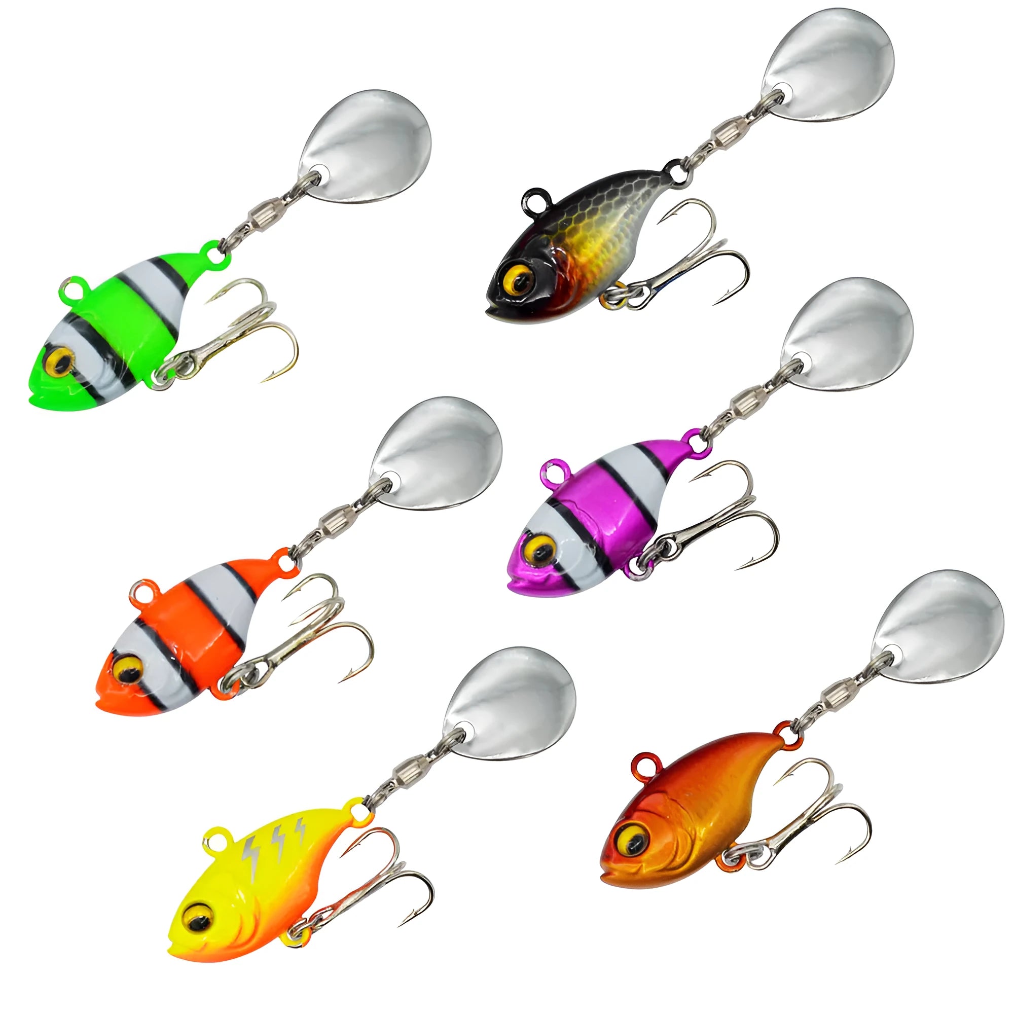 Metal sea fishing lure with rotating sequins in gold colour pattern