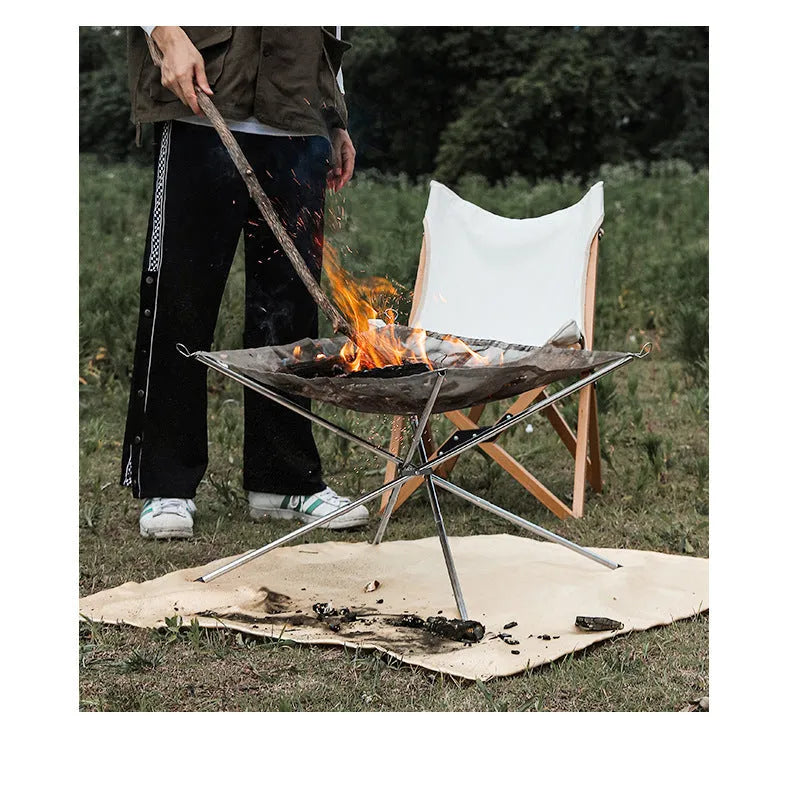 Silver stainless steel barbecue net and grill set for outdoor cooking with more than five people