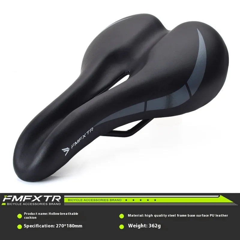 Bicycle seat cushion with hollow centre design on a bike saddle