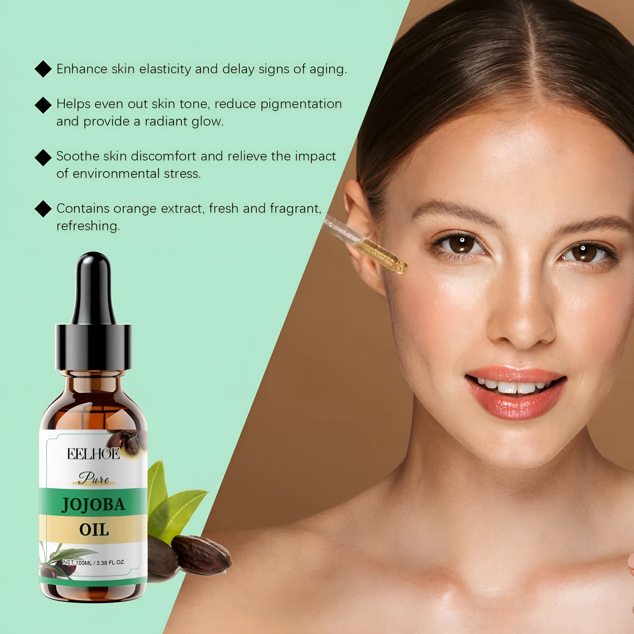 100ml organic jojoba oil facial essential oil bottle with natural moisturising serum