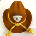 British cat cowboy hat in non woven fabric with decorative velvet belt and ribbon trim