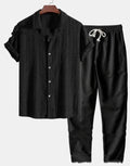 Men's loose fit summer shirt and trousers suit in polyester milk silk fabric available in six colours