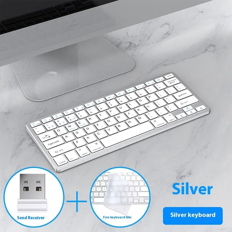 Ultra-thin wireless keyboard and mouse set with Bluetooth and 2.4G connectivity in black silver or gun colour finish