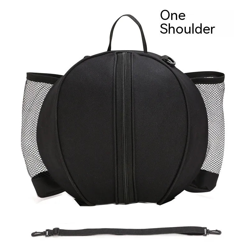 Oxford cloth basketball bag with 9L capacity in black or camouflage featuring one-shoulder and two-shoulder straps