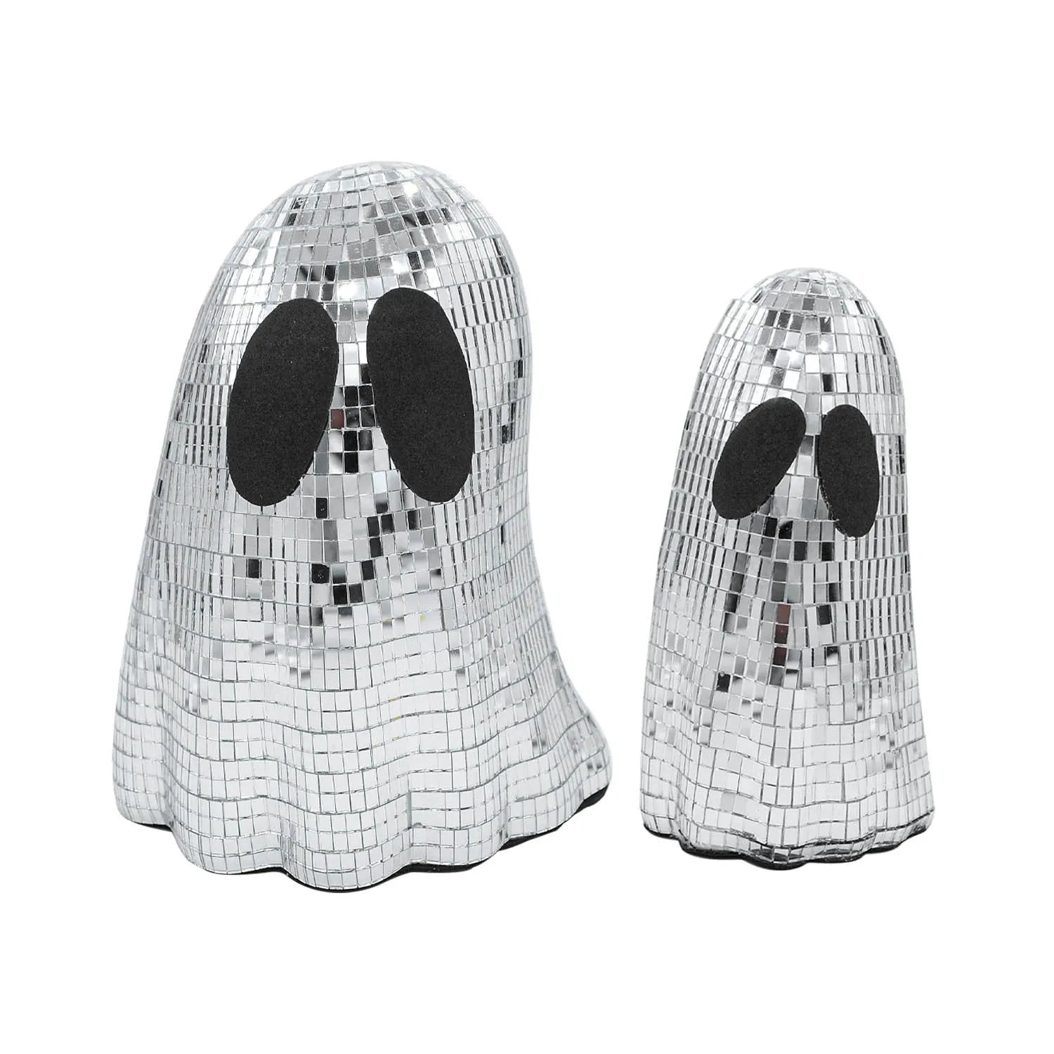 Silver Halloween ghost mosaic mirror patch decoration on desktop