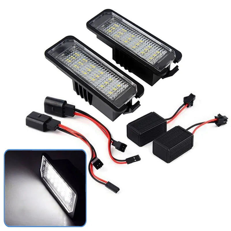 Volkswagen LED licence plate light unit with 24 SMD LEDs for Golf Polo Phaeton models.