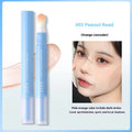 Concealer pen with sponge brush head applicator shown in brightening skin, pink flesh and flesh colour options