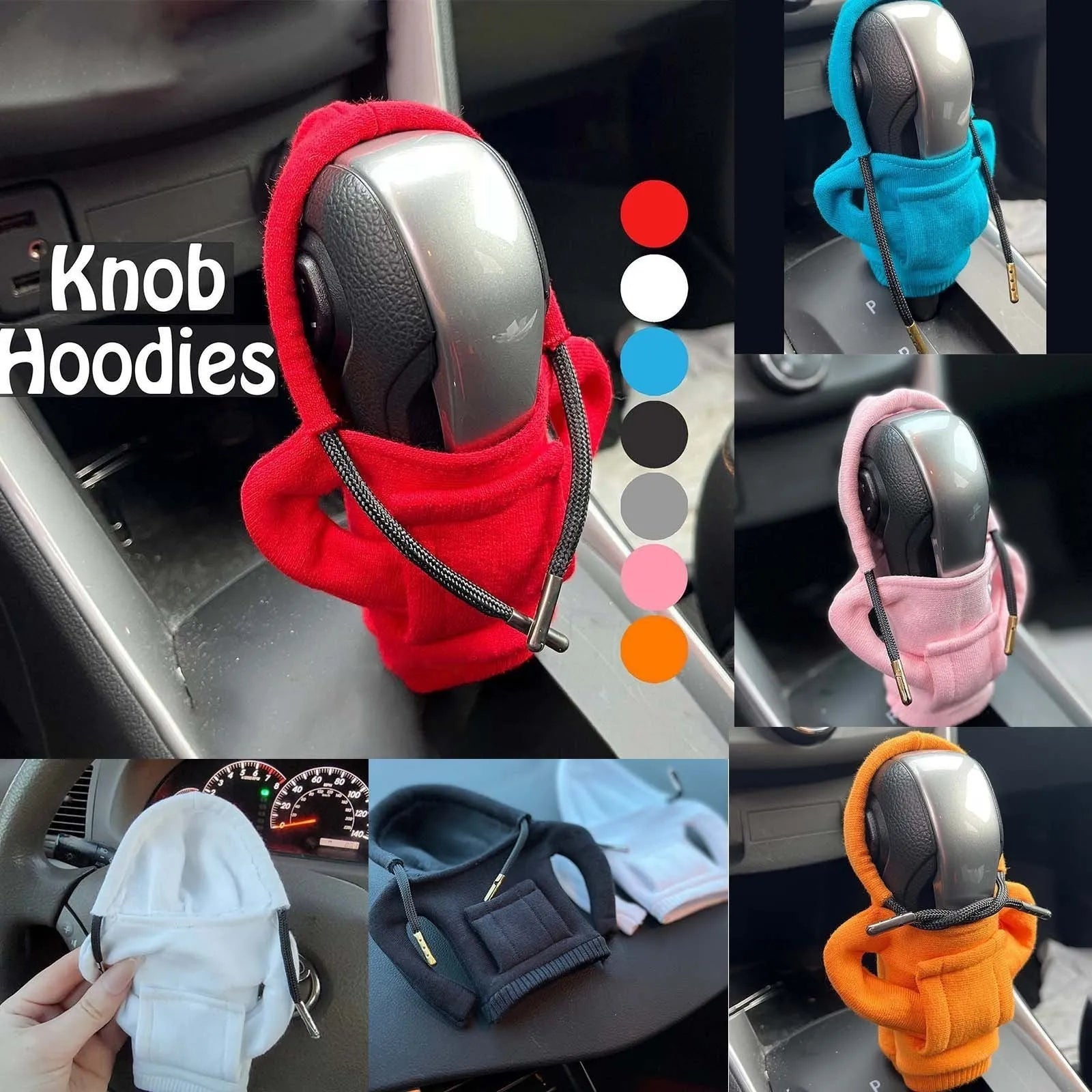 Pure cotton gear lever sweater decoration in red, black, white, orange, pink, and peacock blue.