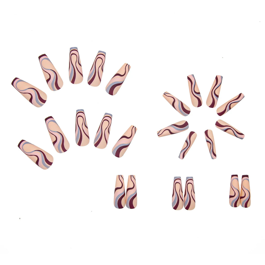 Ballet wave line nail stickers set with jelly glue in multiple pattern options