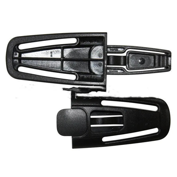 Black nylon child safety seat harness buckle clip for 5-point restraint systems