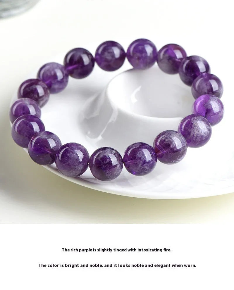 Natural feather amethyst crystal bracelet in Snow Mountain purple colour with scattered beads design