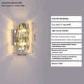 Crystal wall lamp with stainless steel frame in chrome or gold finish