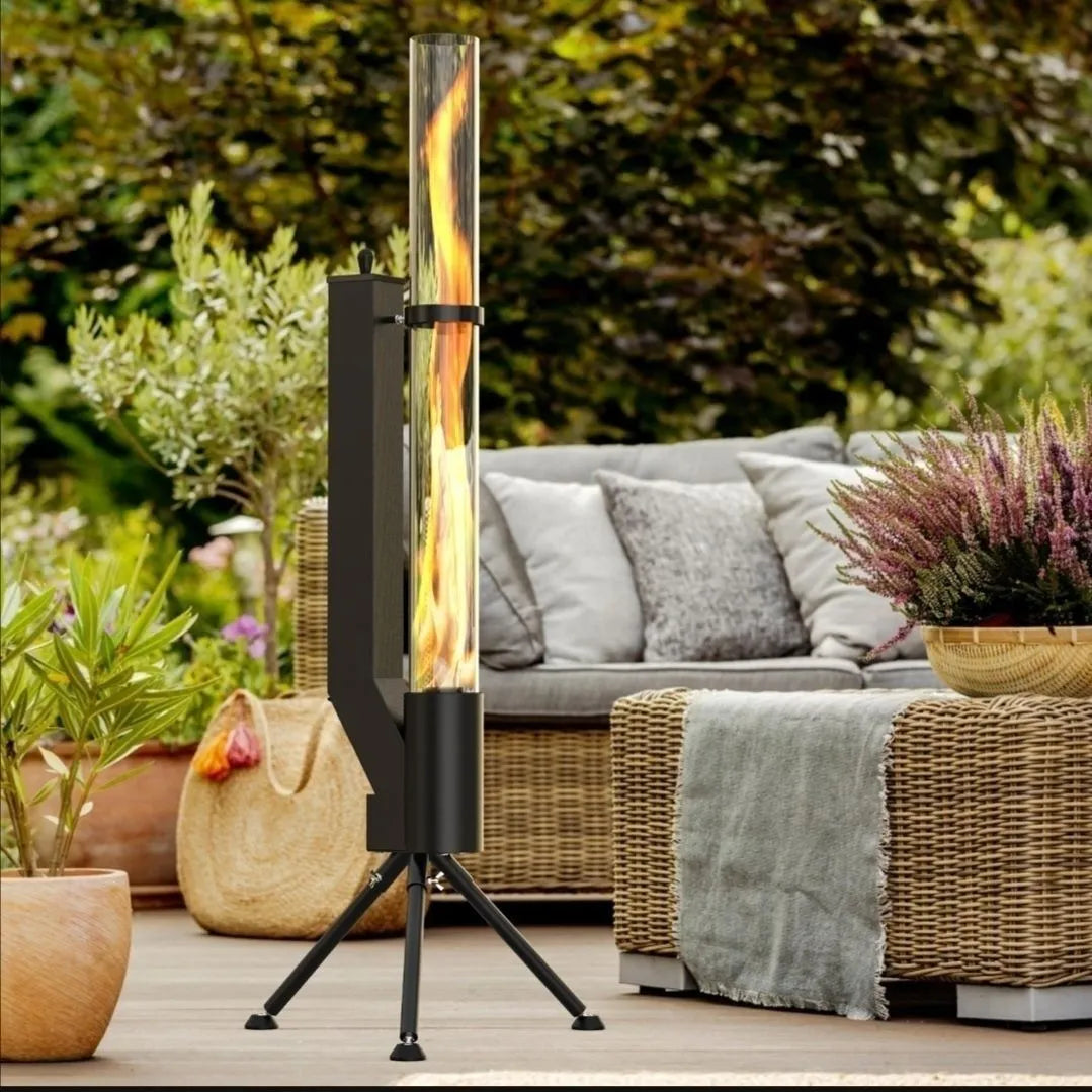 Vertical iron wood burning rocket furnace heating stove for courtyards