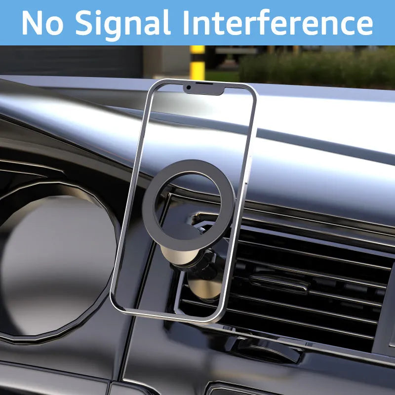 Black magnetic car air vent phone holder with O-ring bracket for smartphones