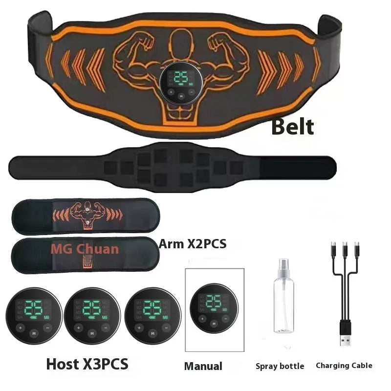 EMS smart massage belt fitness equipment with control unit and stimulation pads