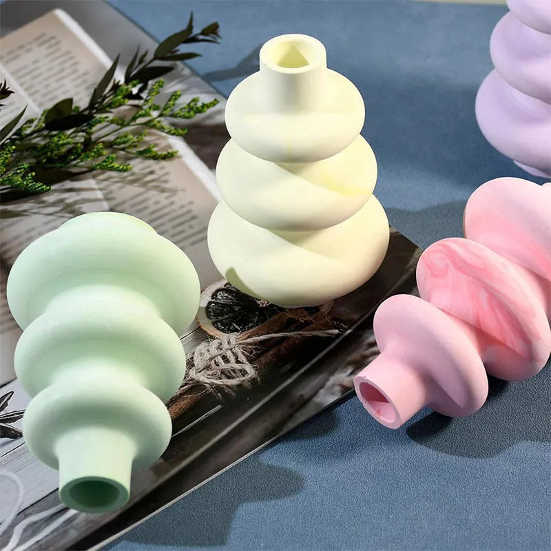 Three layer circle vase silicone mould for decorative baking and craft ornaments