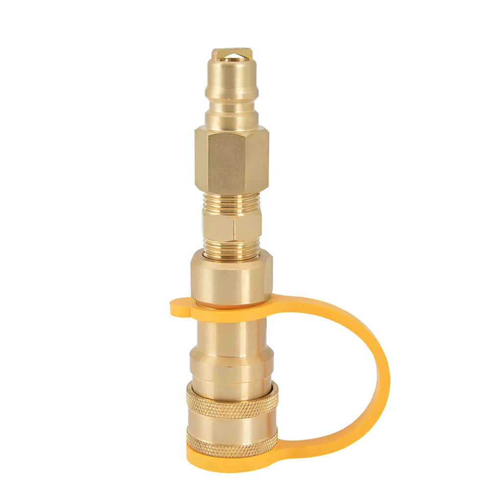 Gold-coloured solid brass 3/8 American standard gas propane tank charging connector